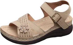 ZSpzx Wedge Sandals For Women Arch Support Walking Shoes Dress Flowers Bohe Ankle Sandal Orthopedic Comfortable Platform Summer Dressy Casual Bunion Orthotic Open Toe Beach Slip On Slides Slippers