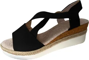 ZSpzx Wedges Sandals for Women Comfortable Platform Espadrilles Orthopedic Wedge Dressy Summer 2025 Ankle Strap Slip On Casual Open Toe Walking Beach Indoor Outdoor Shoes for Daily Wear