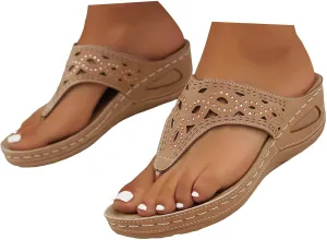 ZSpzx Women Platform Slides,Summer Fashion Slip-On Beach Vacation Wedge Heel Shoe Comfortable Arch Support Orthopedic Sandals Breathable Ladies Dress Flip Flops Indoor Outdoor Non-Slip Walking Slides