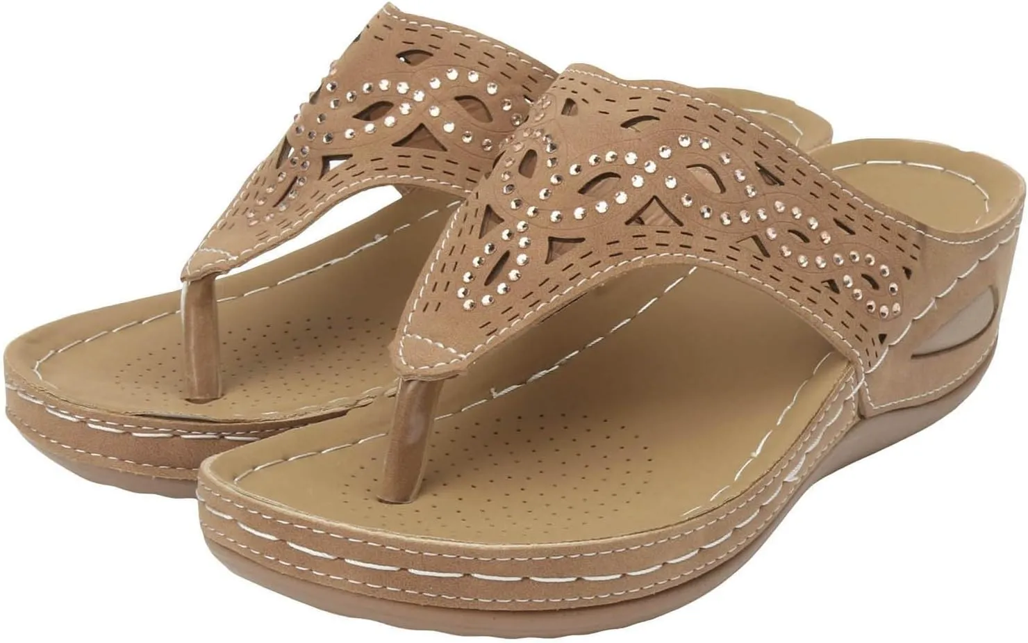 ZSpzx Women Platform Slides,Summer Fashion Slip-On Beach Vacation Wedge Heel Shoe Comfortable Arch Support Orthopedic Sandals Breathable Ladies Dress Flip Flops Indoor Outdoor Non-Slip Walking Slides