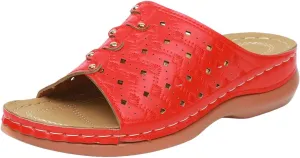 ZSpzx Women Wedge Sandals 2025,Arch Support Daily Wear Indoor/Outdoor Orthopedic Slides Comfortable Peep Toe Ladies Dress Walking Footwear Summer Breathable Soft Cushion Slip-On Casual Shoe