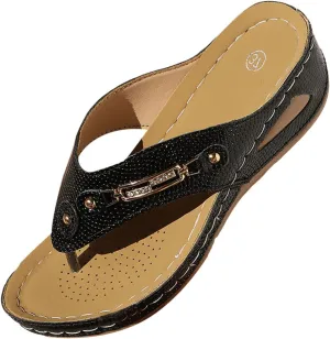 ZSpzx Women Wedge Sandals 2025,Fashion Arch Support Clip Toe Walking Footwear Summer Comfortable Beach Vacation Slippers Breathable Indoor/Outdoor Slip-On Slides Soft Cushion Orthopedic Casual Shoe