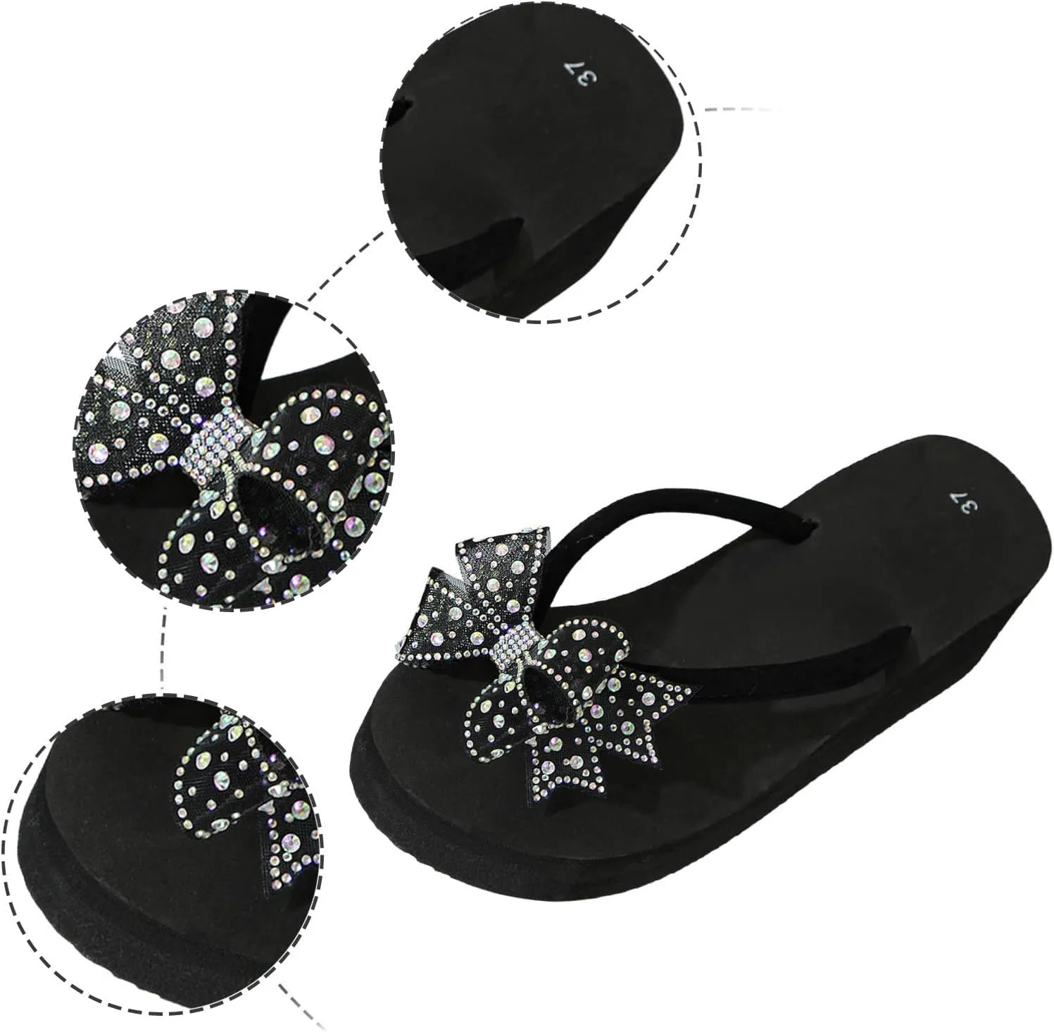 ZSpzx Women Wedge Sandals 2025,Fashion Cute Bow Walking Footwear Summer Clip Toe Lightweight Slip-On Casual Shoe Arch Support Plantar Fasciitis Flip Flops Breathable Comfortable Slippers Daily Wear