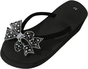 ZSpzx Women Wedge Sandals 2025,Fashion Cute Bow Walking Footwear Summer Clip Toe Lightweight Slip-On Casual Shoe Arch Support Plantar Fasciitis Flip Flops Breathable Comfortable Slippers Daily Wear