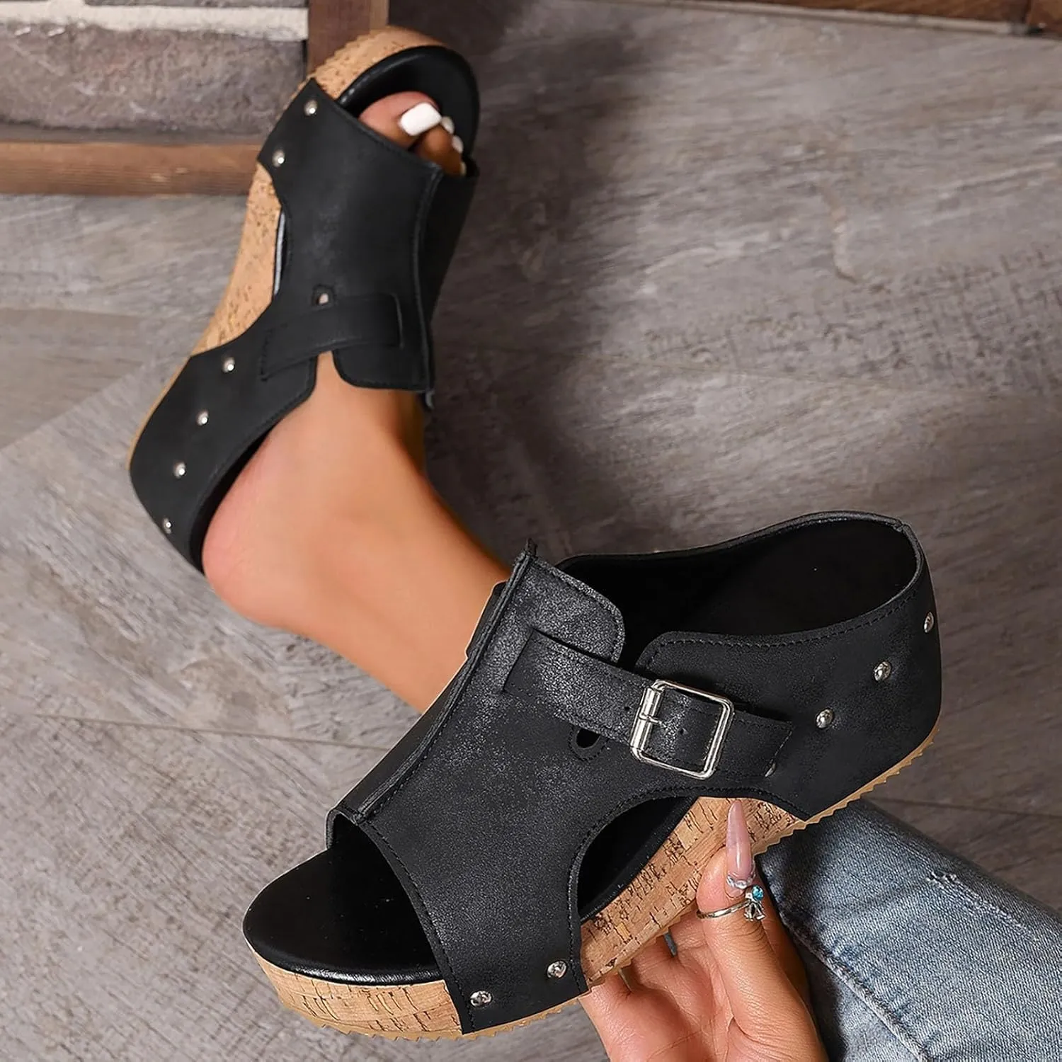 ZSpzx Women Wedge Sandals 2025,Summer Fashion Arch Support Casual Shoe Breathable Slip-On Non-Slip Walking Footwear Comfortable Ladies Dress Beach Vacation Slippers Summer Indoor/Outdoor Slides