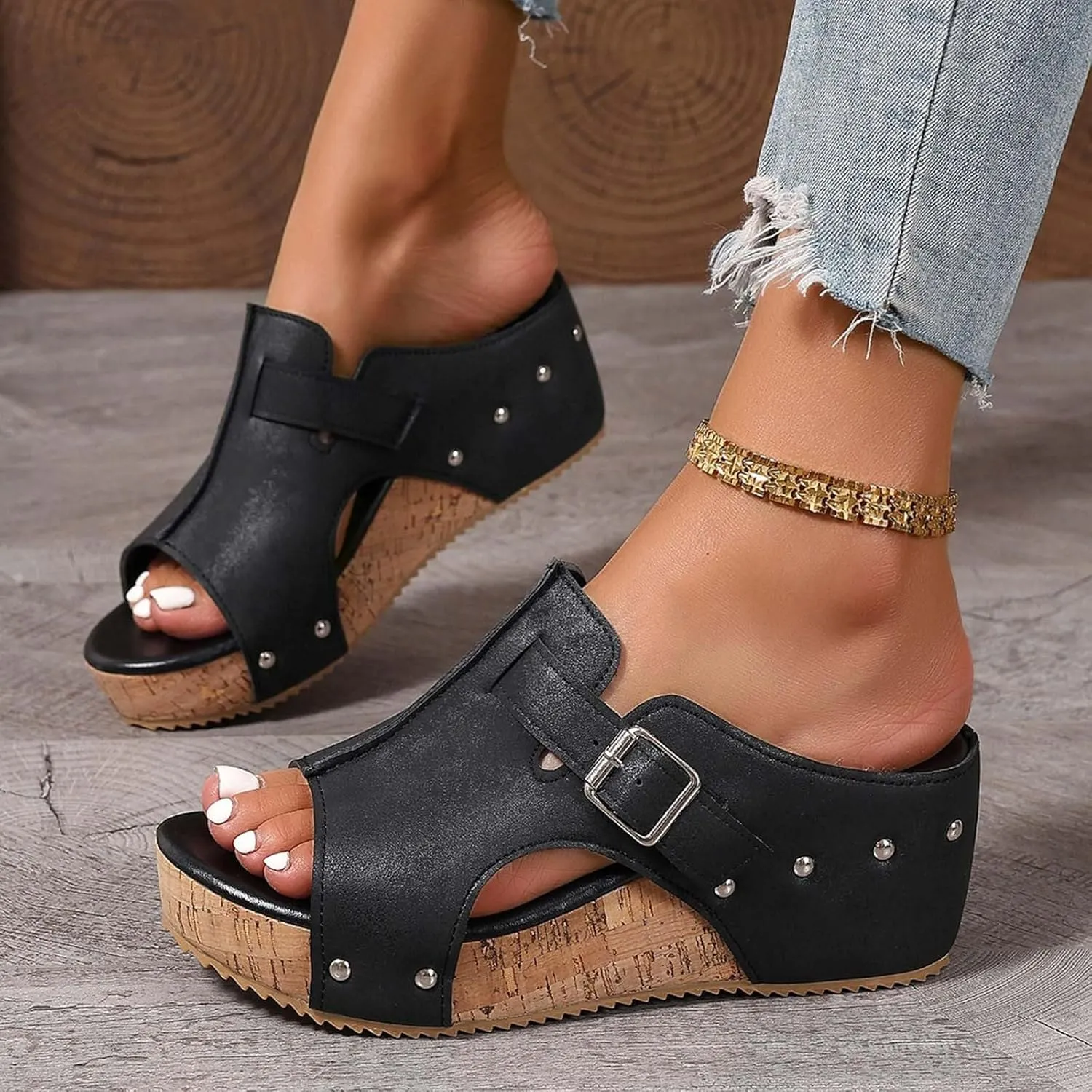 ZSpzx Women Wedge Sandals 2025,Summer Fashion Arch Support Casual Shoe Breathable Slip-On Non-Slip Walking Footwear Comfortable Ladies Dress Beach Vacation Slippers Summer Indoor/Outdoor Slides