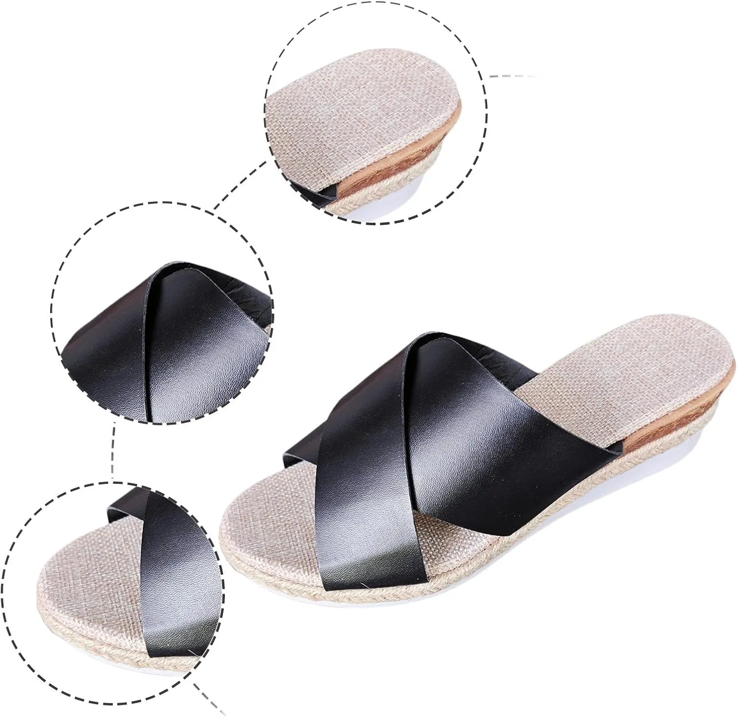 ZSpzx Women Wedge Sandals 2025,Summer Slip-On Beach Vacation Soft Cushion Slides Arch Support Orthopedic Slippers Indoor/Outdoor Lady Dressy Dance Party Walking Footwear Daily Wear