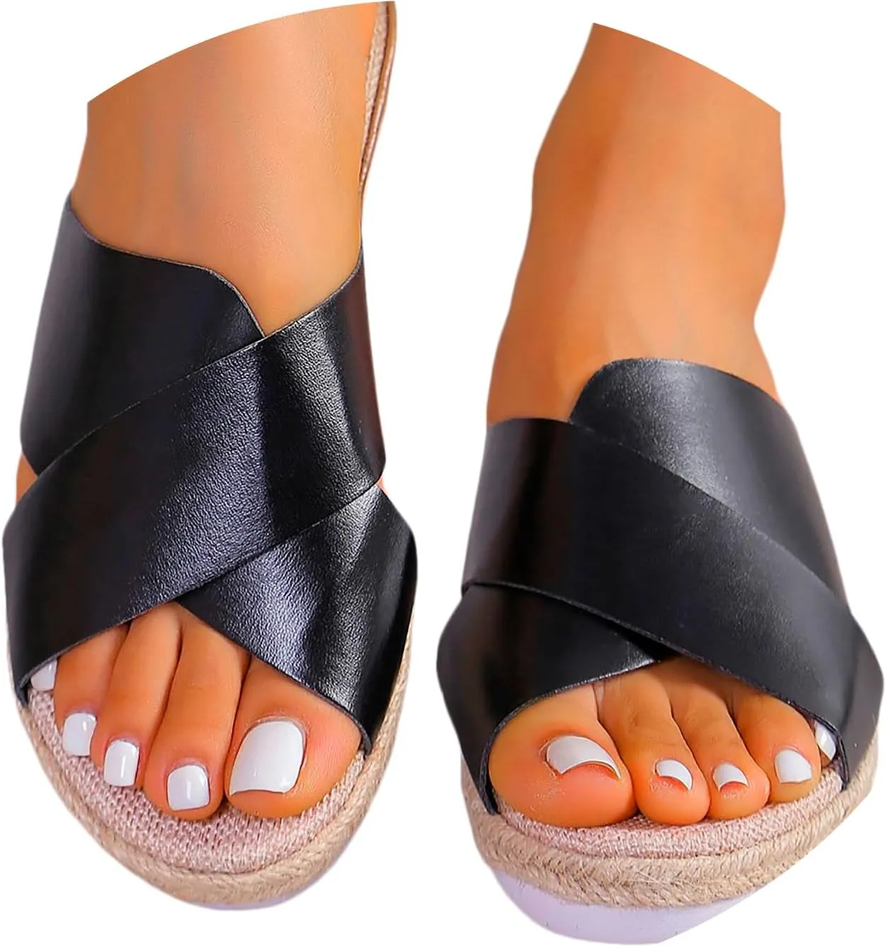ZSpzx Women Wedge Sandals 2025,Summer Slip-On Beach Vacation Soft Cushion Slides Arch Support Orthopedic Slippers Indoor/Outdoor Lady Dressy Dance Party Walking Footwear Daily Wear