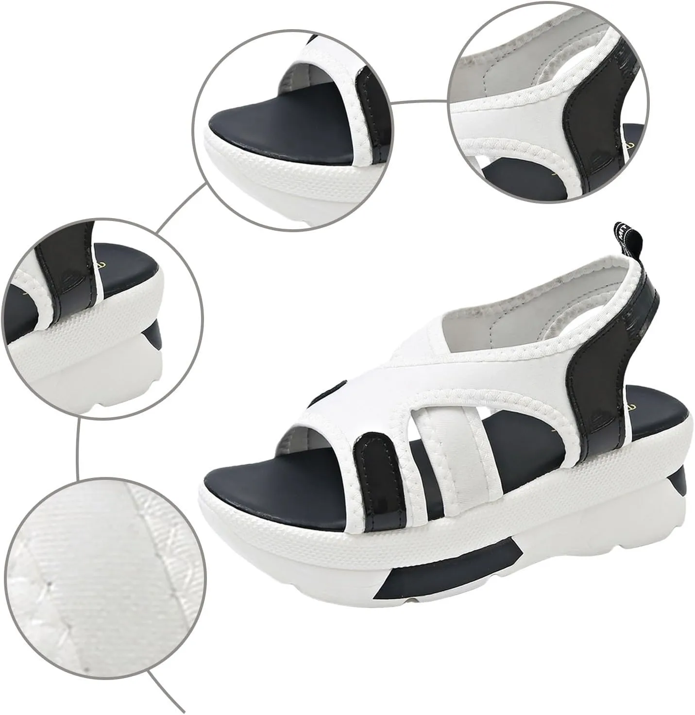 ZSpzx Women Wedge Sandals,Breathable Height Increase Walking Footwear Arch Support Non-Slip Daily Wear Soft Cushion Casual Shoe Comfortable Summer Fashion Peep Toe Indoor/Outdoor Orthopedic Slides