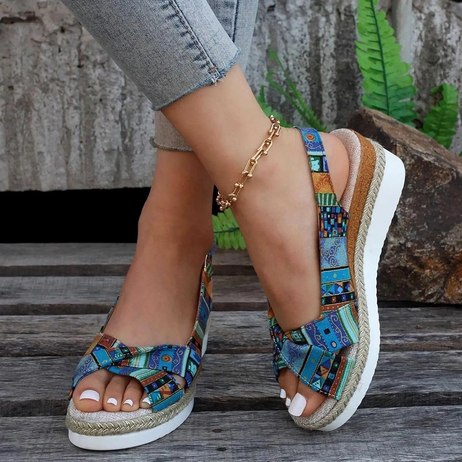 ZSpzx Womens Espadrilles Wedge Sandals Orthopedic Sandals for Women 2025 Dressy Summer Slides Platform Slip on Bow Knot Open Toe Ankle Strap Beach Casual Slippers Comfortable Walking Outdoor Shoes