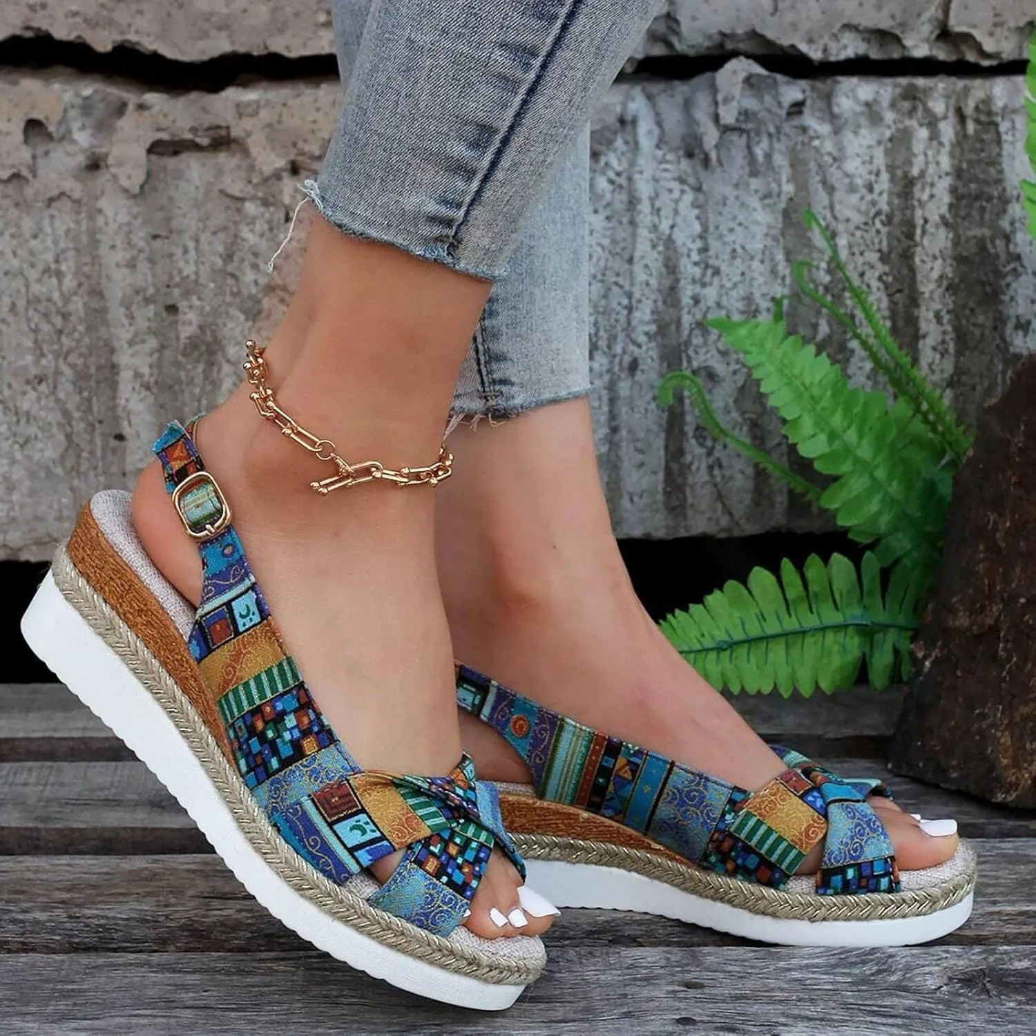 ZSpzx Womens Espadrilles Wedge Sandals Orthopedic Sandals for Women 2025 Dressy Summer Slides Platform Slip on Bow Knot Open Toe Ankle Strap Beach Casual Slippers Comfortable Walking Outdoor Shoes