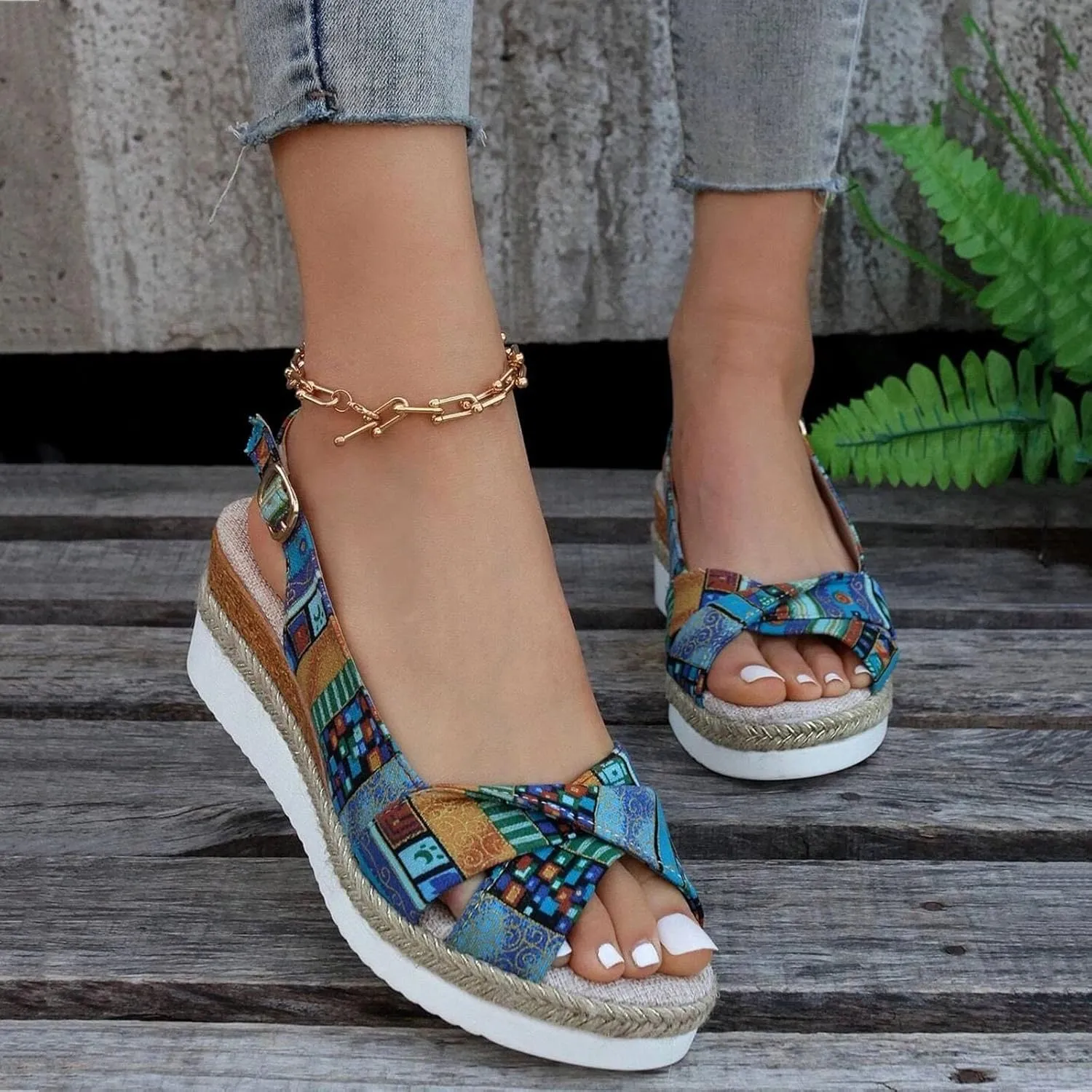 ZSpzx Womens Espadrilles Wedge Sandals Orthopedic Sandals for Women 2025 Dressy Summer Slides Platform Slip on Bow Knot Open Toe Ankle Strap Beach Casual Slippers Comfortable Walking Outdoor Shoes