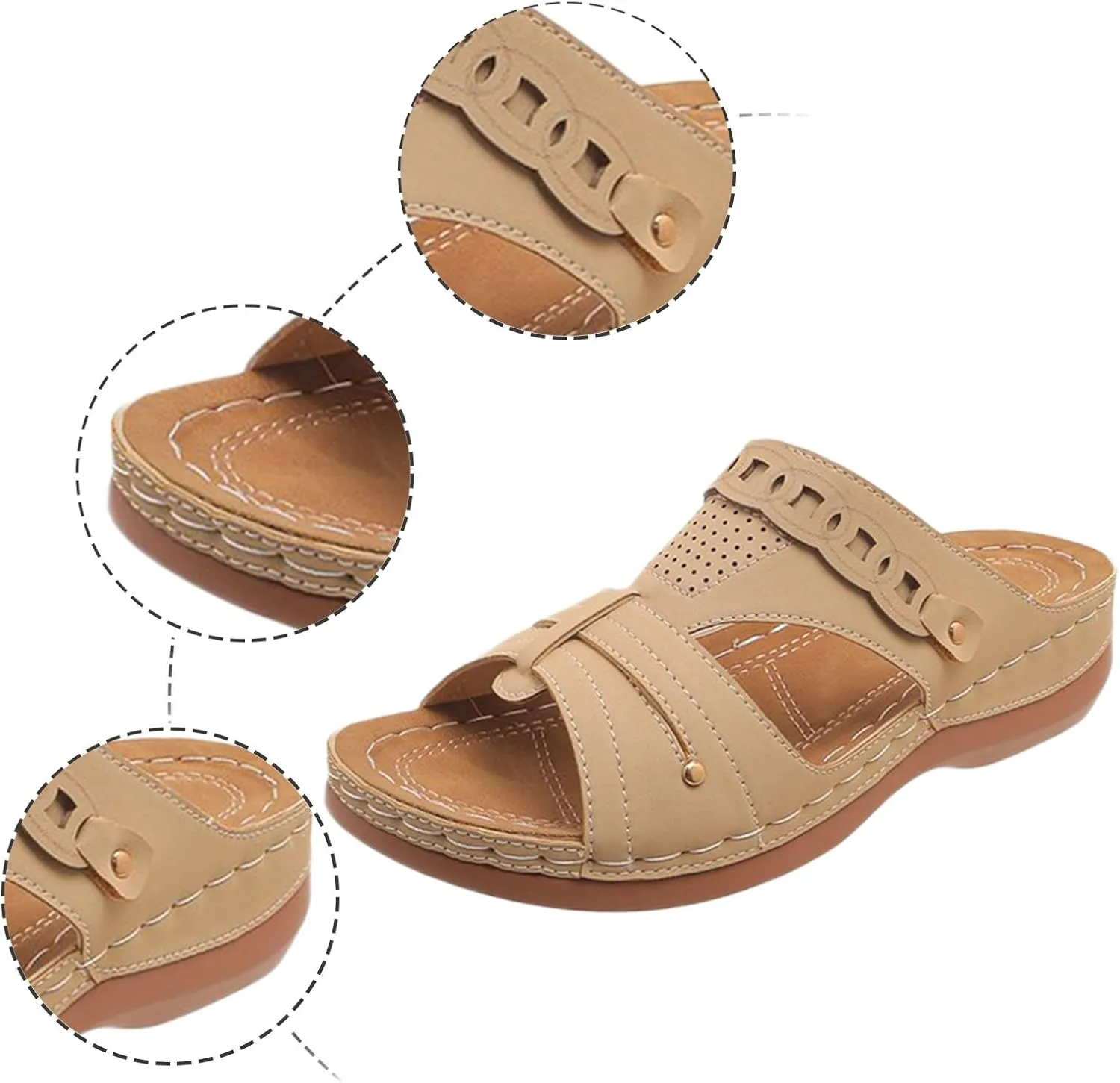 ZSpzx Women's Wedge Sandals 2025,Orthopedic Sandals Vacation Slippers Ladies Dress Height Increase Peep Toe Arch Support Dance Party Cushion Daily Wear Arch Support Non-Slip Walking Footwear
