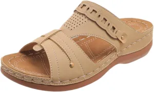 ZSpzx Women's Wedge Sandals 2025,Orthopedic Sandals Vacation Slippers Ladies Dress Height Increase Peep Toe Arch Support Dance Party Cushion Daily Wear Arch Support Non-Slip Walking Footwear