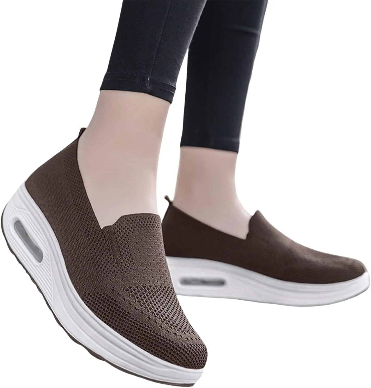 ZWRXW Diabetic Walking Shoes for Women Slip On Walking Running Shoes Slip-On Orthopedic Shoe with Arch Support Knit Upper Lightweight Sneaker for Swollen Feet Neuropathy,Plantar Fasciitis