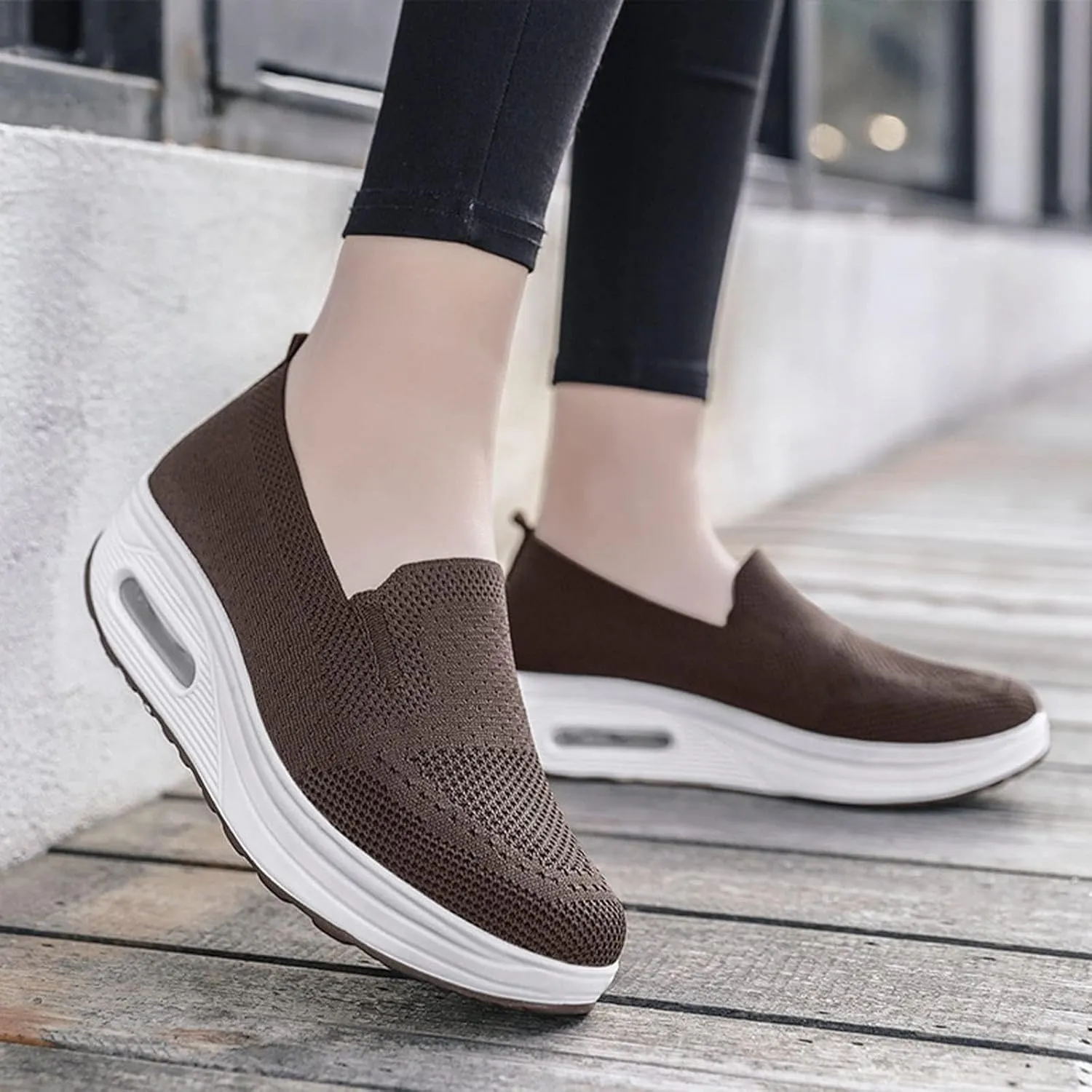 ZWRXW Diabetic Walking Shoes for Women Slip On Walking Running Shoes Slip-On Orthopedic Shoe with Arch Support Knit Upper Lightweight Sneaker for Swollen Feet Neuropathy,Plantar Fasciitis